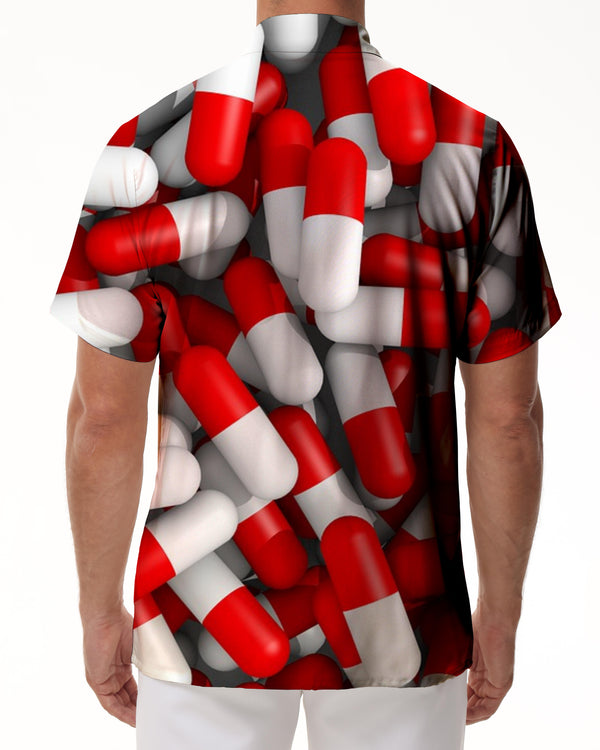 
Original ball print shirt men's casual shirt personality trend fun print lapel short sleeve fashion new style
                
