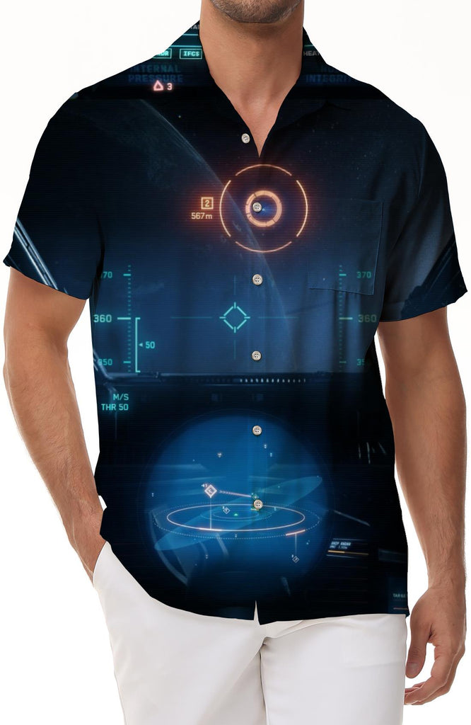 High Tech Earth World Map Mens Short Sleeve Hawaiian Shirt Button Down Casual Summer Beach Tropical Top