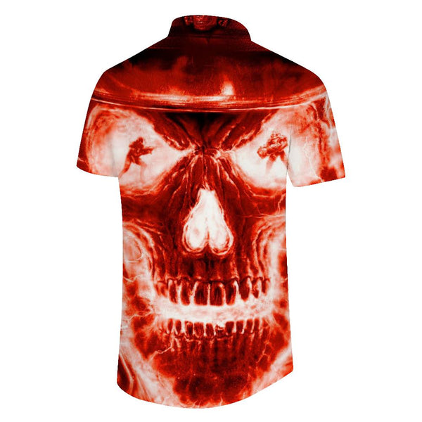 
Vintage 3D Skull Print Shirt Men Summer Lapel Button Down Short Sleeve Gothic Skull Festival Party Beach Shirt
                