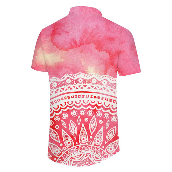 
Pink Colored Men's Casual Summer Tops Fashion Men's Shirt Tropical Casual Short Sleeve Button Print Beach Shirt
                