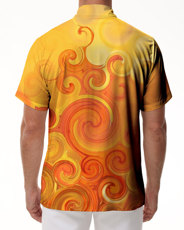 
Artistic yellow design loose beach shirt men's short sleeve Hawaiian shirt abstract
                