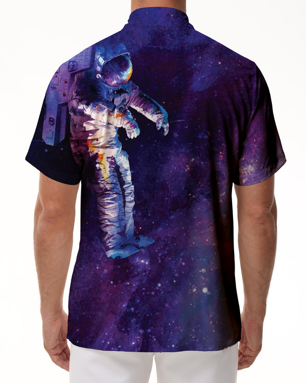 
Cool and fashionable purple outer space men's casual short-sleeved shirt Hawaiian tropical four seasons 3d digital printing top
                