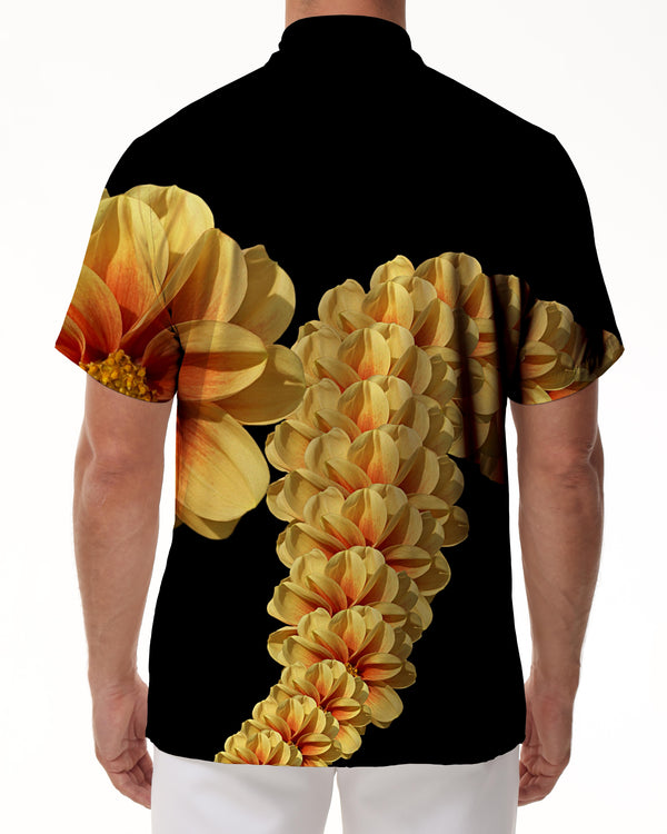 
Yellow Dahlia Hawaiian Shirt Fashion Retro Style Casual Daily Travel Men's Casual Short Sleeve Beach Party
                