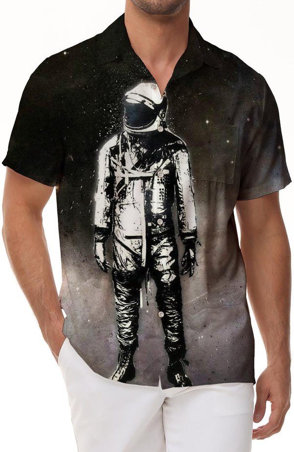 Funny Fashion Spaceman Astronaut Retro Short Sleeve Shirt Tops Vintage Men Loose Casual Tops Polyester