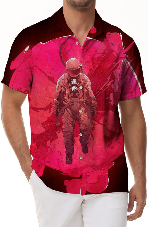 Air Cool Waitao Men's Galaxy Men's Polyester Shirt Men's Short Sleeve Shirt Button Casual Shirt Loose Tops Vacation