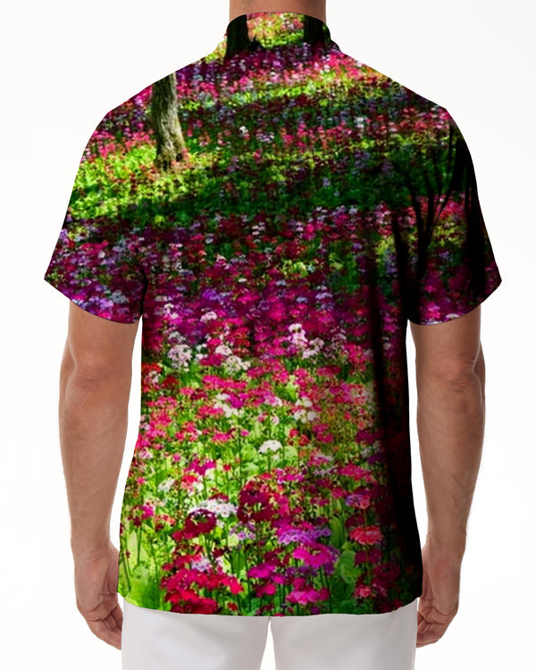 
Wild Flower Pattern Print Tropical Hawaiian Lapel Shirt Simple Street Fashion Men's Stylish Casual Short Sleeve Shirt
                