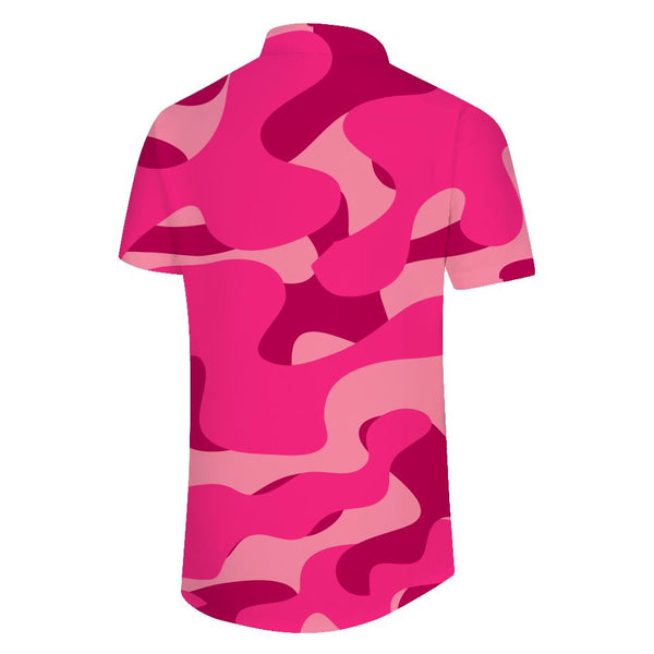 
Pink Mens Camouflage Hawaiian Fashion Short Sleeve Button Summer Beach Casual Hawaiian Shirt
                