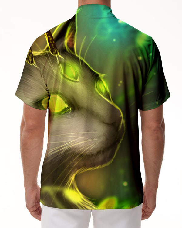 
Cat Zombie Cool Burning Eyes Men's Casual Button Shirt Short Sleeve Tops Hawaiian Four Seasons Short Sleeve Shirt Tropical
                