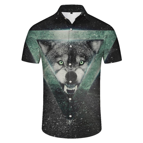 
Wild Wolf Hawaiian Shirt Beach Men's Short Sleeve Button Shirt Loose Lapel Pocket Short Sleeve Shirt Polyester
                