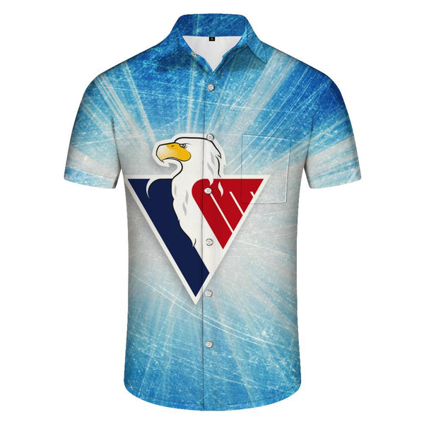 
Abstract eagle logo print beach hawaiian shirt short sleeve lapel casual shirt resort wear summer
                