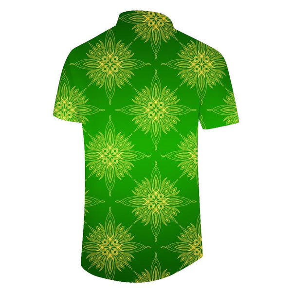 
Green flower digital print summer beach shirt Hawaiian button pocket men's casual short sleeve button shirt beach seaside
                