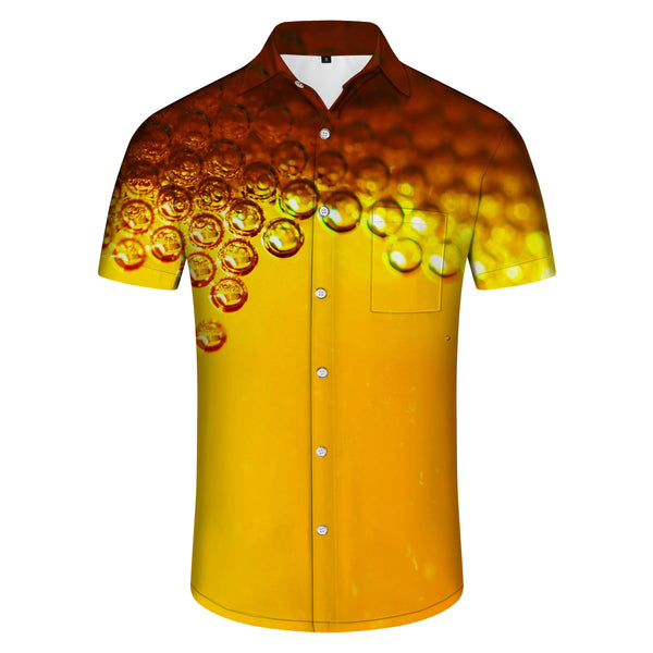 
Bubble Gold Yellow 3d Printed Pattern Shirt Outdoor Mens Casual Hawaiian Button Print Geometric Beachwear Shirt Short Sleeve
                