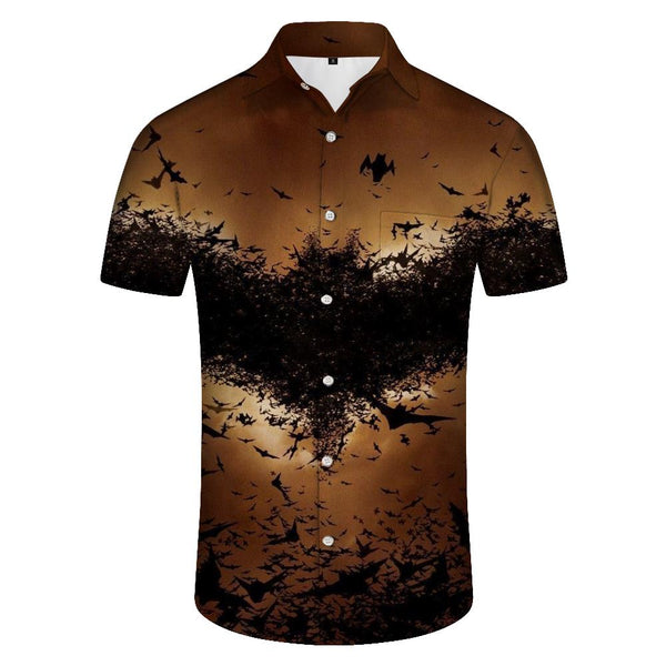 
Night bats animals tropical summer Hawaii tropical style daily vacation seaside beach short-sleeved shirt clothing
                