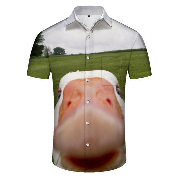 
Fun funny duck style men's casual Hawaiian short sleeve shirt casual button-up shirt beach wear
                