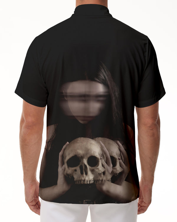 
Gothic Witch Skull Black Mens Casual Button Short Sleeve Hawaiian Shirt Beach Top
                