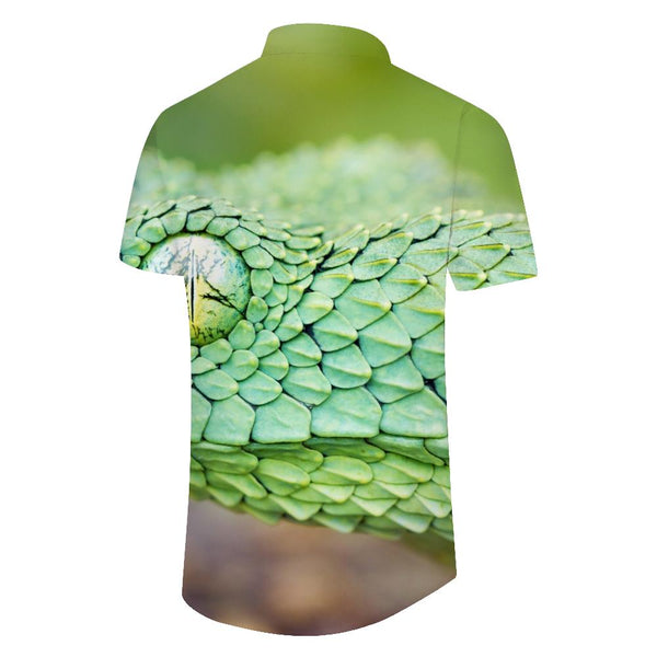 
Scales Toxic Teal Mens Hawaiian Shirt Green Snake Animal Button Down Casual Beach Summer Short Sleeve Shirt Tops
                