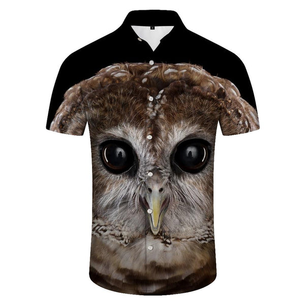 
Black sharp cute eagle head men's Hawaiian button lapel casual short sleeves suitable for street loose casual daily fishing beach seaside
                