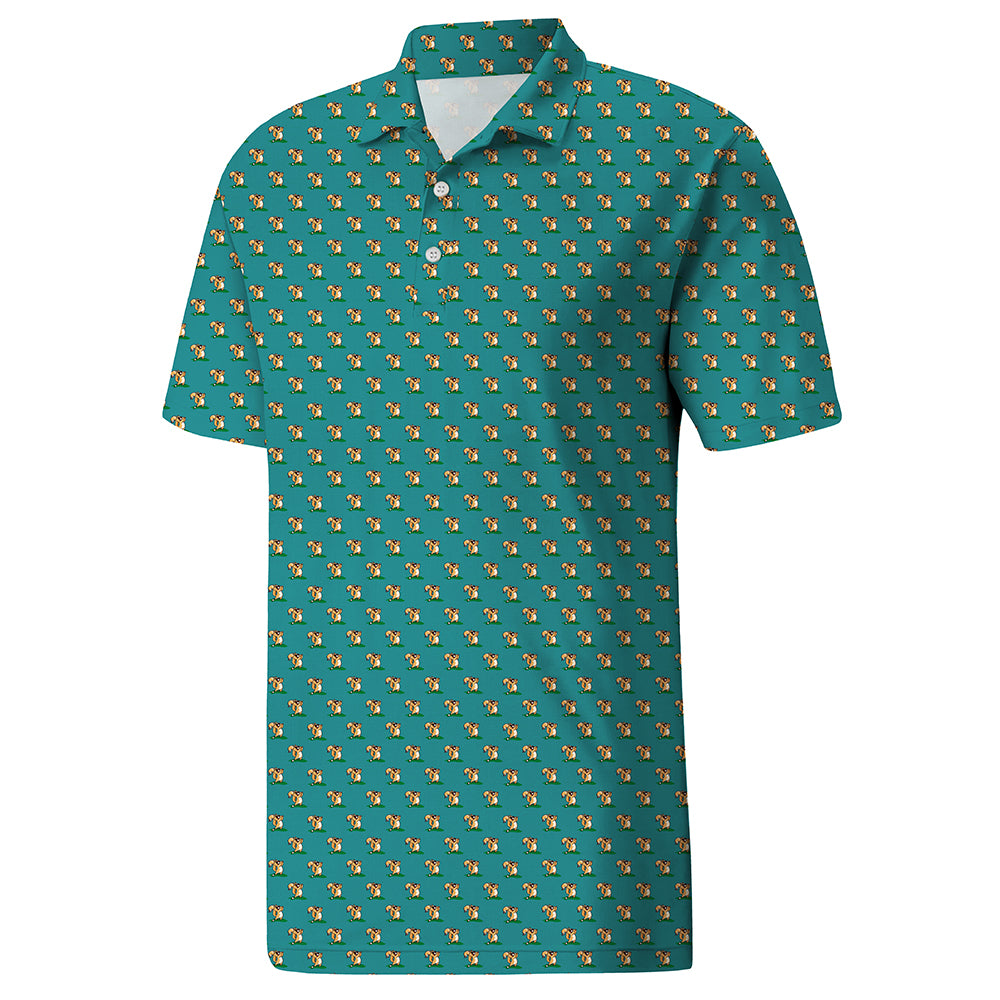 Men’s Teal Pattern Casual Polo for Weekend Outings – Quick Dry Fabric, Relaxed Fit
