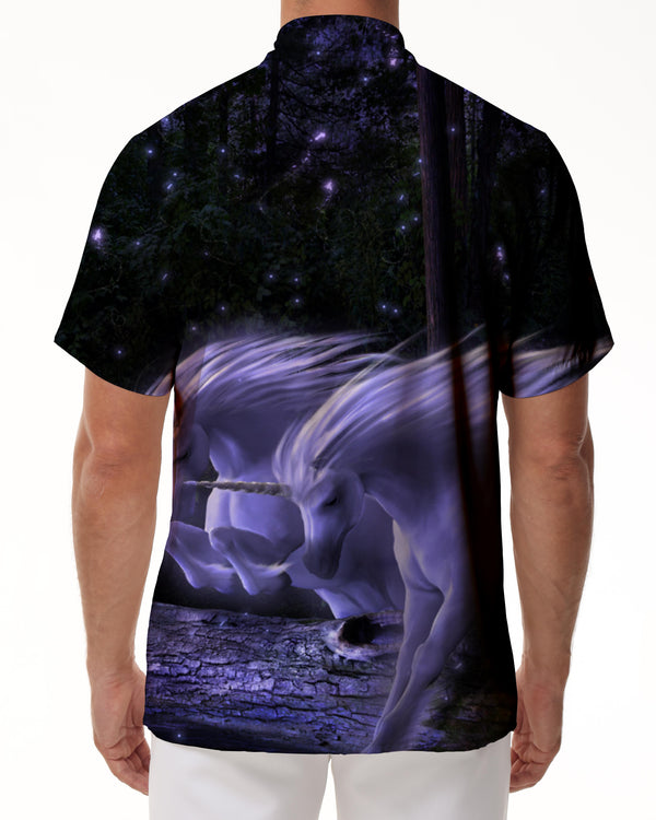 
Fantasy White Unicorn Men's Shirt Short Sleeve Regular Fit Button Shirt Casual Hawaiian Pocket Lapel Holiday Beach Clothing
                