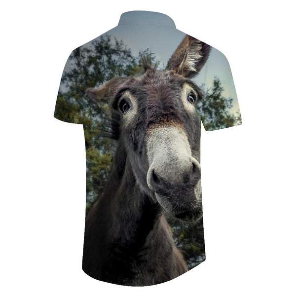 
Silly Animal Donkey Tropical Rainforest Men's Casual Style Short Sleeve Shirt Hawaiian Button Lapel Pocket Shirt Short Sleeve Men's Casual
                