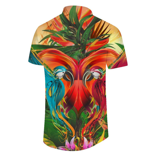 
Hawaii Personalized Button Short Sleeve Lapel Harajuku Retro Loose Men's Clothing Beach Party Print Top
                