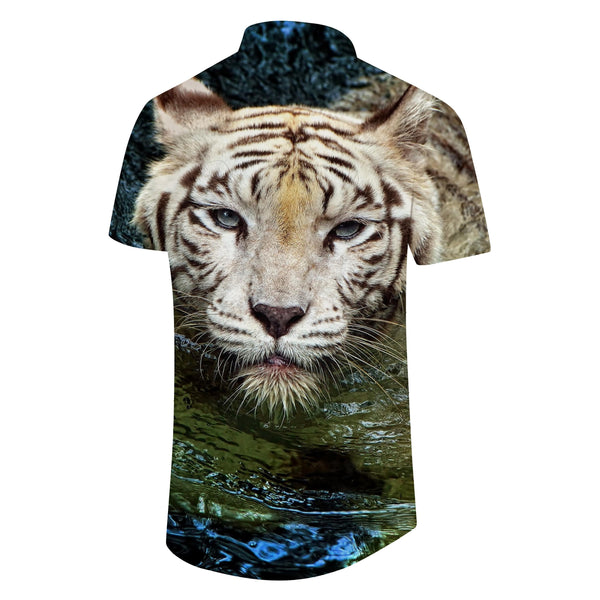 
Tiger cub shirt personalized men's daily casual short-sleeved shirt Hawaiian tropical beach vacation coast top
                