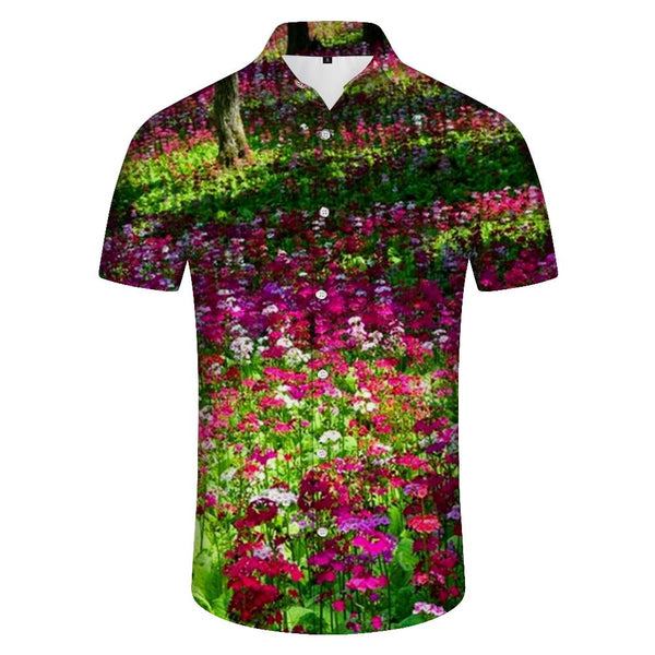 
Wild Flower Pattern Print Tropical Hawaiian Lapel Shirt Simple Street Fashion Men's Stylish Casual Short Sleeve Shirt
                