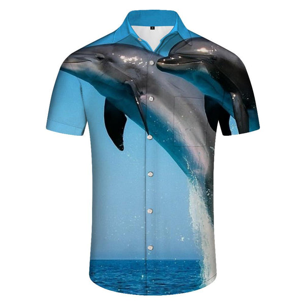 
Men's 3D Dolphin Print Hawaiian Shirt Harajuku Style Button Short Sleeve Shirt Fashion Streetwear
                