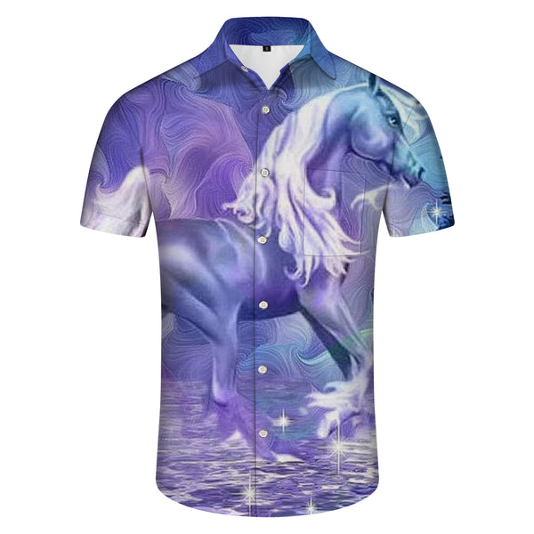 
Purple Space Cow Sloth Unicorn Hawaiian Shirt Men's Fashion Short Sleeve Top Summer Beach Holiday Party Casual Outfit
                