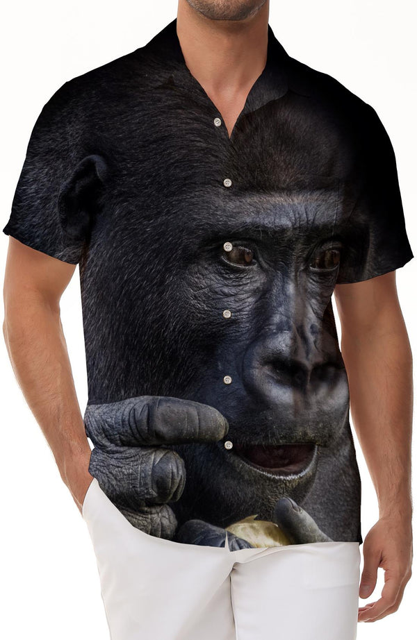 Funny Monkey Men's 3D Printed Short Sleeve Fashion Trend Personality Shirt Hip Hop Harajuku Casual Summer Tops Street