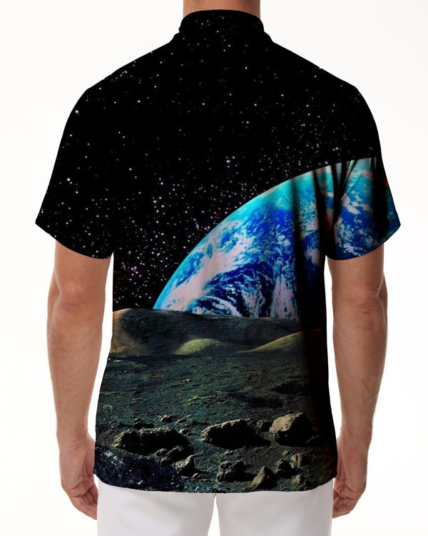 
Earth and Moon Space Planet Fashion Seaside Clothing Hawaiian Button Regular Style Clothing 3D Digital Printing Pattern Men's Casual Short Sleeve Shirt Beach Clothing
                