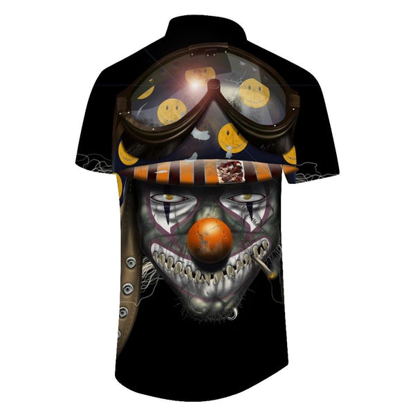 
Summer men's short-sleeved shirt skull print casual loose sportswear retro cool head Hawaiian short-sleeved shirt four seasons tropical
                
