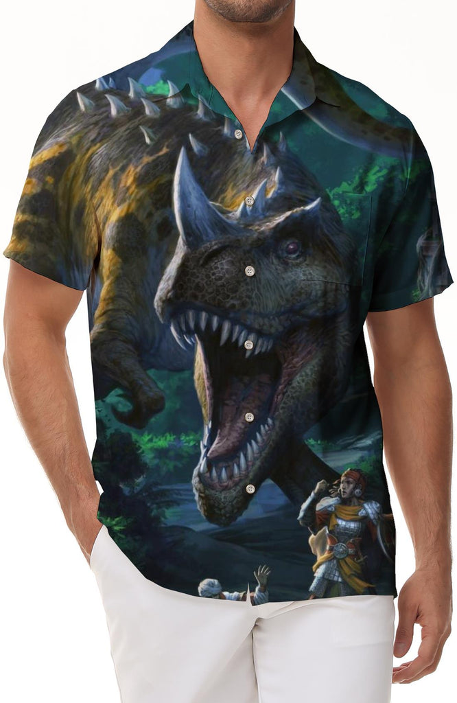 Summer Men's Dinosaur Print Short Sleeve Shirt Movie 3D Print Short Sleeve Casual Shirt Funny Streetwear