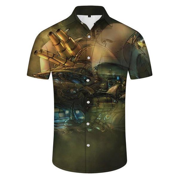 
Tank Nautical Print Men's Loose Short Sleeve Regular Fit Hawaiian Tropical Button Lapel Pocket Shirt Casual Short Sleeve
                