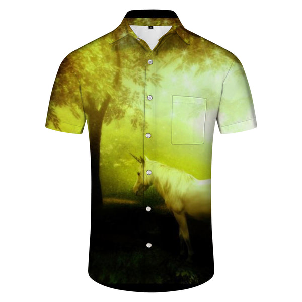 
Golden Dream Men's Short Sleeve Button Unicorn Shirt Tropical Season Regular Fit Digital Print Beach Shirt
                