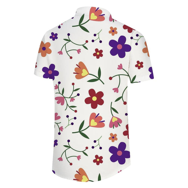 
White flower daily travel rest shirt men's four seasons Hawaiian casual shirt regular style
                