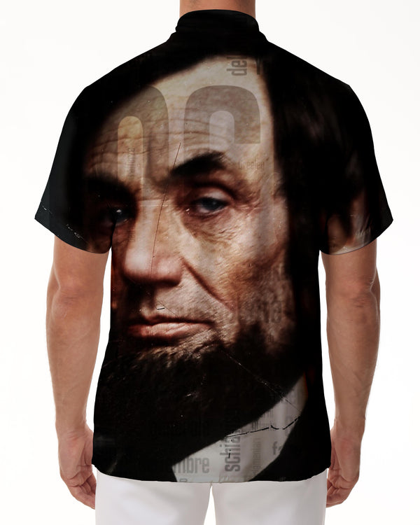 
Abraham Lincoln portrait men's casual short-sleeved shirt for daily travel short-sleeved tropical four seasons Hawaiian short-sleeved shirt top
                