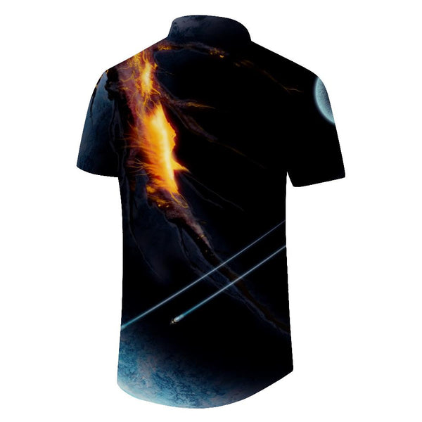 
Black flame comfortable suitable for summer loose street outdoor fishing casual short sleeve shirt men's casual trendy hip hop clothing
                