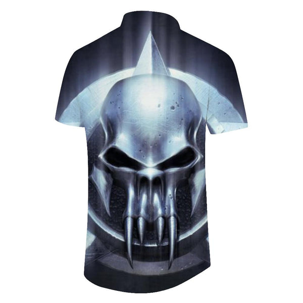 
Horror silver devil skull short sleeve shirt skull 3d print pattern Hawaiian beach clothes
                