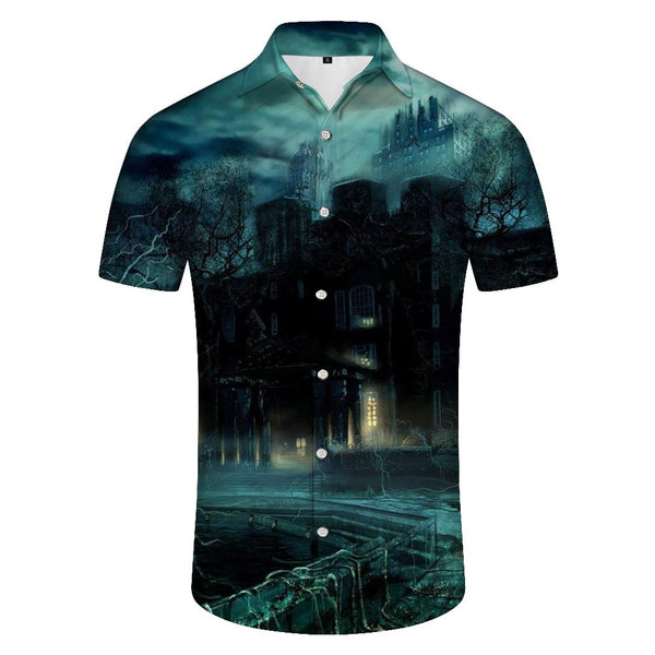 
Summer Black Linson Castle Casual Men's Shirt Short Sleeve Cuban Button Beach Short Sleeve Shirt Hawaiian
                