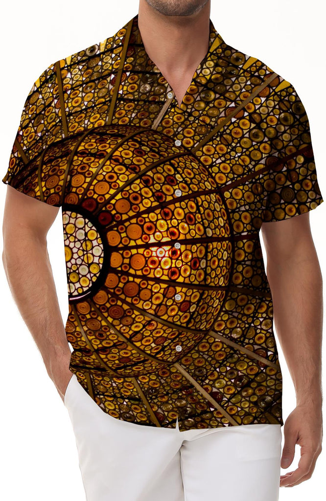 Art lamp print men's fashion everyday street shirt pattern flower hawaiian tropical four seasons button pocket lapel 3d digital print pattern