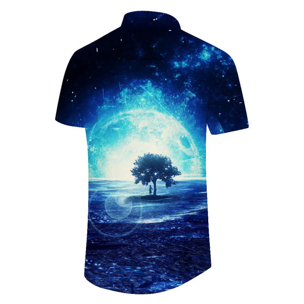 
Fantasy outer space meteor shower digital printing short-sleeved shirt men's casual loose fashion short-sleeved Hawaiian button short-sleeved shirt tropical
                