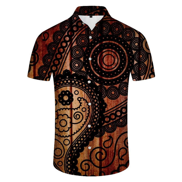 
Indian Pattern Men's Short Sleeve Print Hawaiian Tropical Four Seasons Button Pocket Shirt Casual Comfort Tops
                