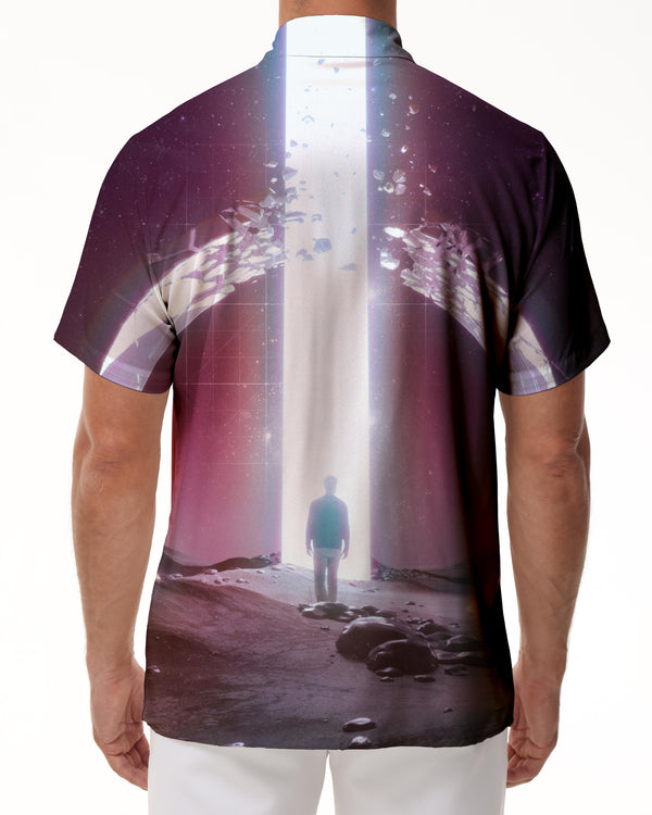 
Mysterious fantasy gate 3d print pattern men's short-sleeved shirt Hawaiian button tropical style
                
