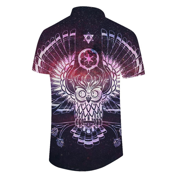 
Premium Print Pattern Owl Mandala Shirt Short Sleeve Lapel Pocket Casual Fashion Short Sleeve Shirt Men
                