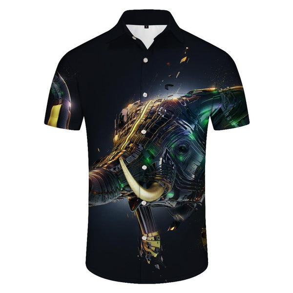 
Cool 3D Printed Pattern African Wildlife Elephant Men's Short Sleeve Regular Style Short Sleeve Shirt Casual Tops
                
