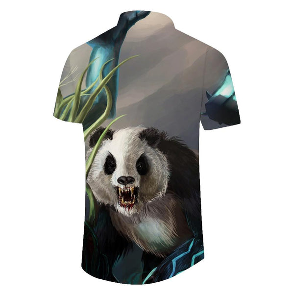 
Zombie Panda Hawaiian Short Sleeve Shirt Tropical Four Seasons Men's Loose Street Walking Animal Trend Pattern
                