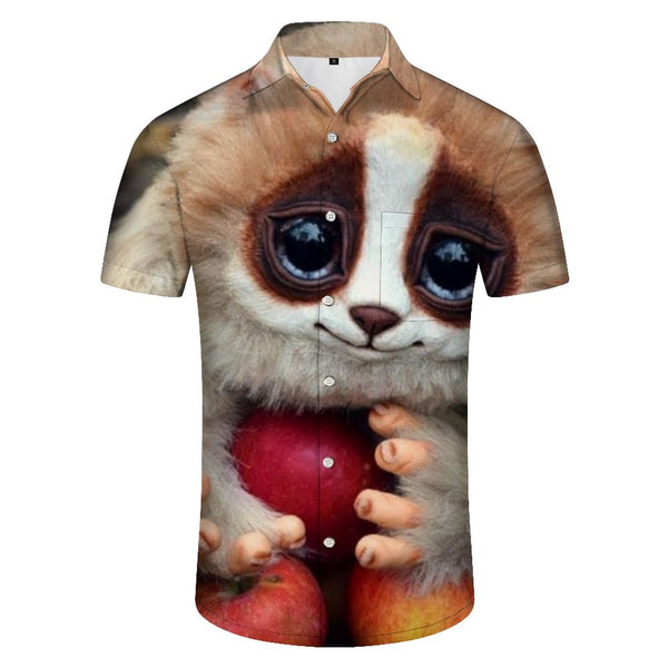 
Cute Lemur Men's Casual Shirt Short Sleeve Button Print Fashion Vintage Beach Shirt Style
                