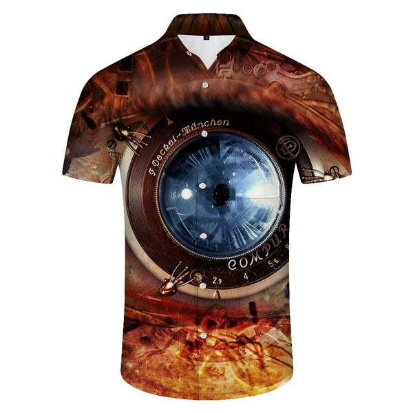
Blue eyes men's cool 3D pattern short sleeve summer leisure Hawaiian print personality Harajuku breathable thin
                