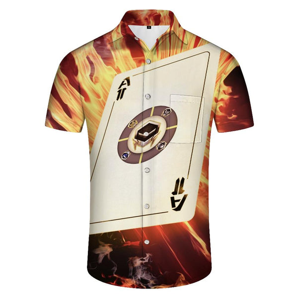 
Poker Flame Short Sleeve Shirt Casual Button Top Tropical Rainforest Short Sleeve Shirt Button Lapel Pocket Short Sleeve Shirt Hawaii
                